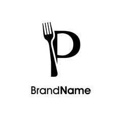 Simple and Unique Initial P Fork Logo