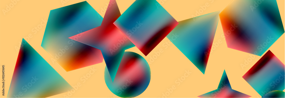 Poster neon color geometric shapes square triangle circle abstract background. vector illustration for wall