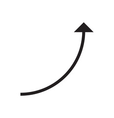 Semi circle arrow. Semicircular rounded curved geometric thin long arrow. black arrow icon on white background.  curved arrow sign. 