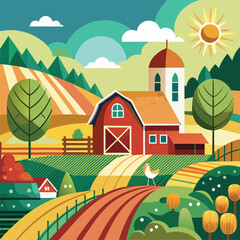 granja vector art illustration