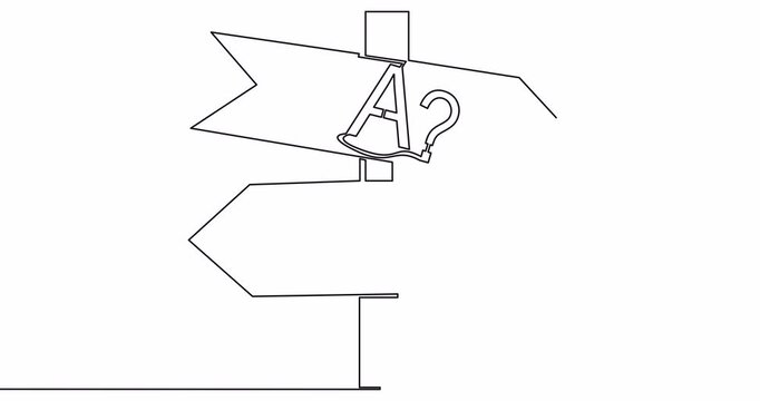 Self drawing line animation Life choice plan A or B Signpost continuous one single line drawn concept video