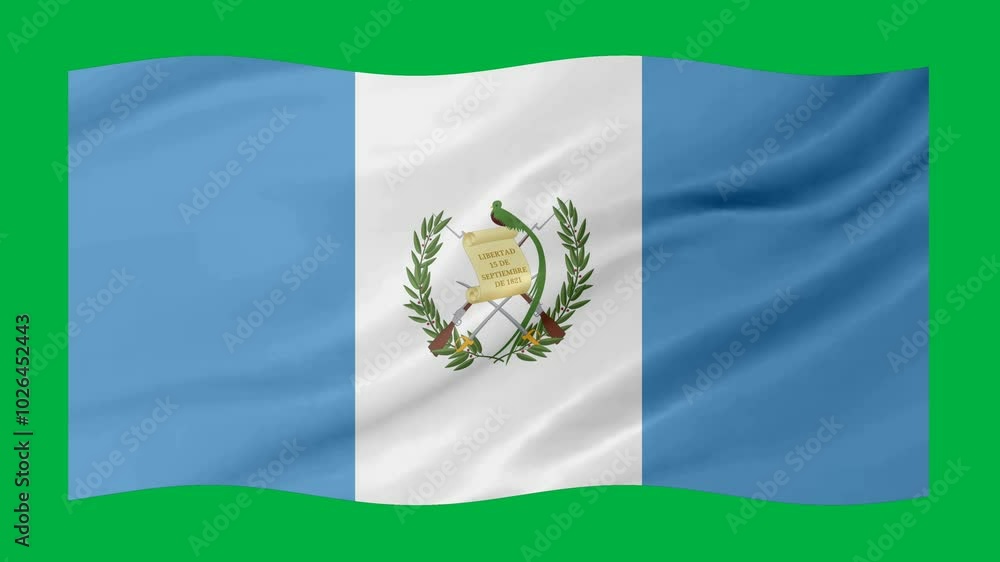 Poster guatemala waving flag loop animation with glowing 3d shade isolated on green background