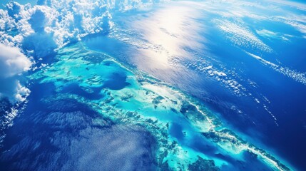 Obraz premium A breathtaking view of Earth from space, highlighting the vivid blue oceans and delicate atmospheric layers in stunning detail.
