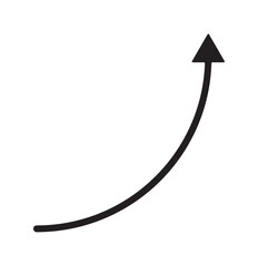 Semi circle arrow. Semicircular rounded curved geometric thin long arrow. black arrow icon on white background.  curved arrow sign. 