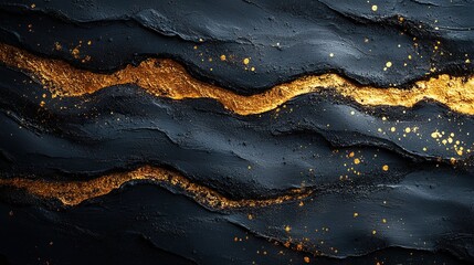 Fototapeta premium Abstract Black Background with Golden Brushstrokes