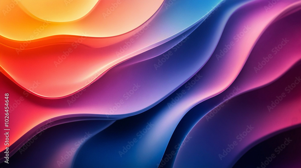 Poster abstract background with smooth gradient transitions in bright colors, with soft curves and flowing 