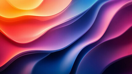 Abstract background with smooth gradient transitions in bright colors, with soft curves and flowing shapes. Generative AI