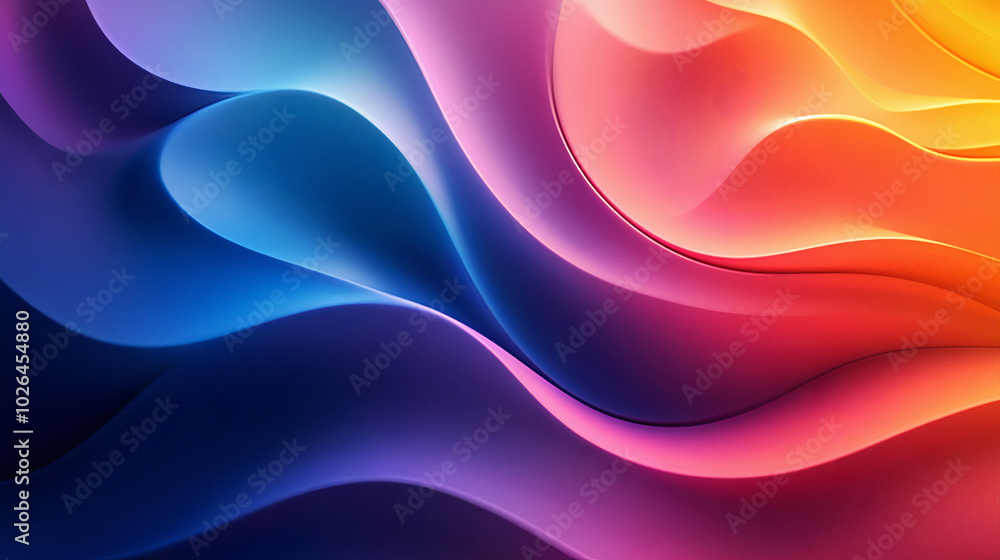 Poster abstract background with smooth gradient transitions in bright colors, with soft curves and flowing 
