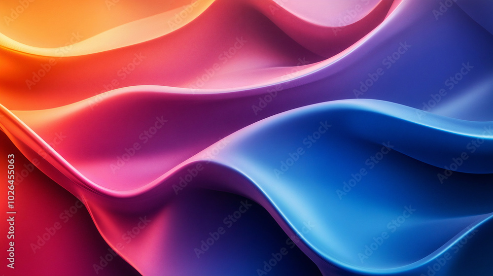 Poster abstract background with smooth gradient transitions in bright colors, with soft curves and flowing 