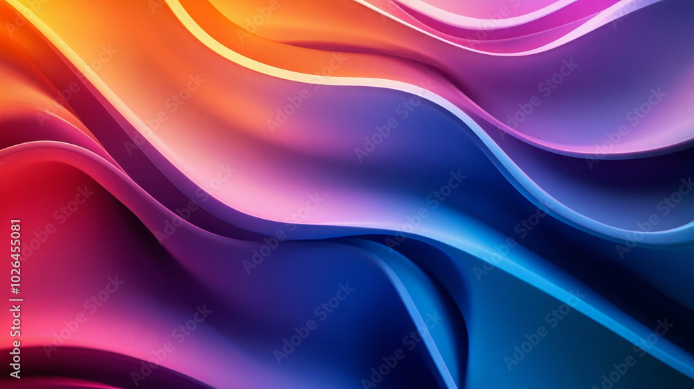 Poster abstract background with smooth gradient transitions in bright colors, with soft curves and flowing 