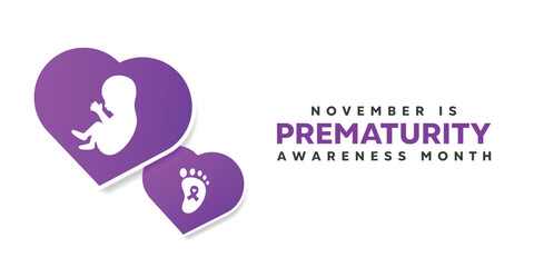November is Prematurity Awareness Month. Heart, baby and more. Great for cards, banners, posters, social media and more. White background. 