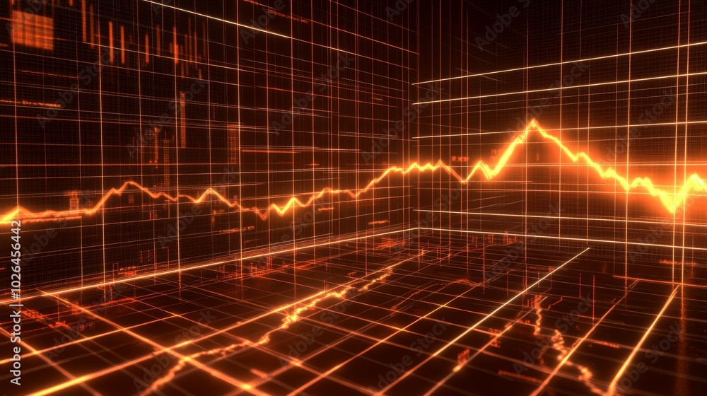 Poster Dynamic Data Visualization with Orange Grid Lines