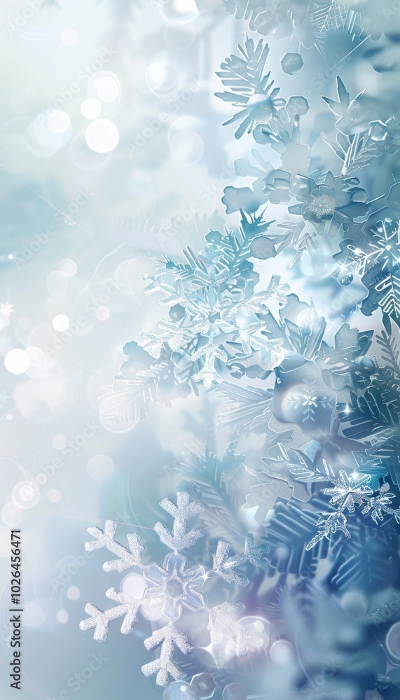 Poster minimalist abstract winter background with snowflake motifs and frosted textures for holiday design