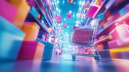 Vibrant Shopping Experience: An Abstract Representation of Retail Delight and Consumerism