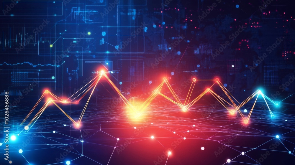 Poster vibrant data visualization with technology background