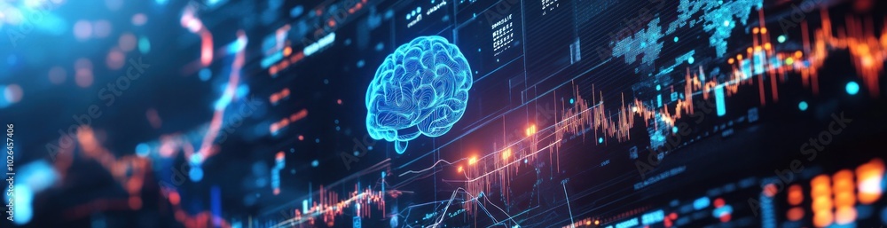 Aufkleber a digital representation of a brain with data visualization elements.