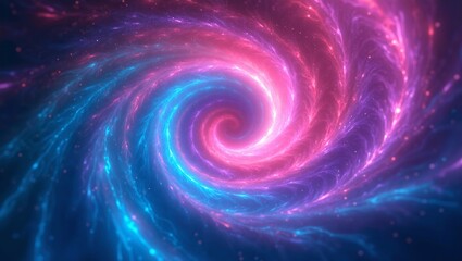 Dynamic neon vortex with vibrant blue pink and purple hues merging seamlessly