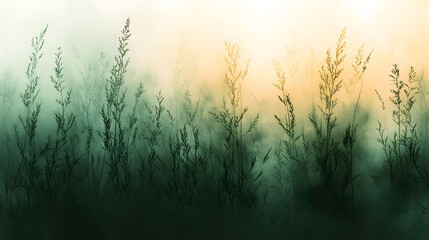 Obraz premium Delicate Botanical Seamless Pattern of Wild Grasses