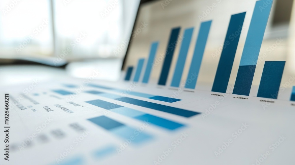Poster data analysis with blue charts and graphs