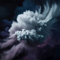 Fototapeta premium Abstract design of white powder cloud against dark background