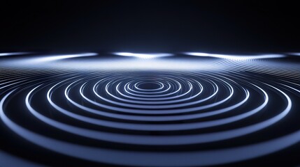 Abstract Pulsating Light Circles on Black Background