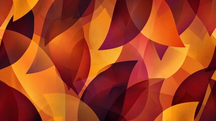 Modern Abstract Autumn Background with Overlapping Geometric Leaf Shapes in Bold Colors