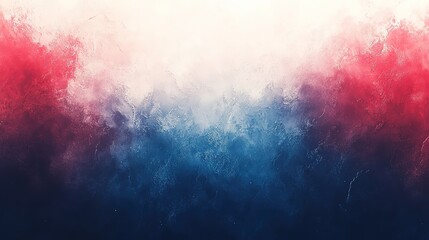 Obraz premium Red, blue and white rough painted gradient background with blurred edges, Generative Ai 