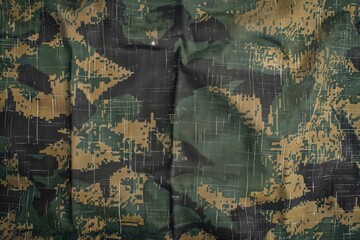 Fototapeta premium A detailed view of a camouflaged jacket with green and black patterns
