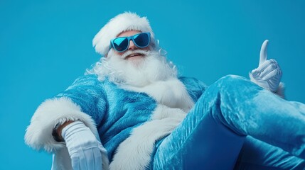 The Stylish Santa in Blue - obrazy, fototapety, plakaty