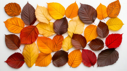 Fototapeta premium Background of autumn leaves on a white 
