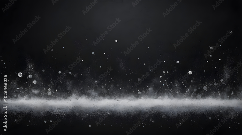 Poster ethereal glow: floating particles illuminate a dark, mysterious landscape. a subtle, smoky fog creat