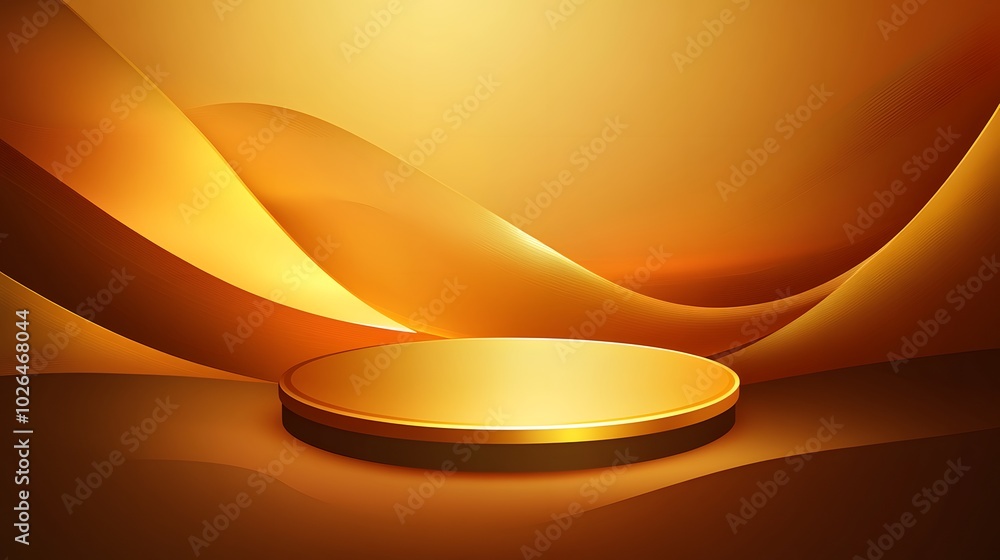 Aufkleber 2. a striking vector graphic of an empty golden award platform, showcasing smooth curves and angles,