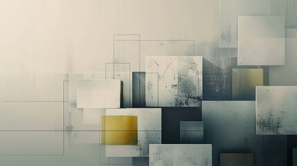 Minimalist Architecture Essence, Simple Impactful Design, Geometric Shapes, Negative Space Aesthetics, Abstract Elements cubes rectangles triangles