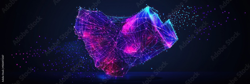 Poster abstract digital art featuring a vibrant network of interconnected lines and points.