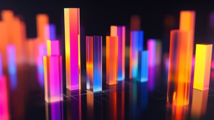 Obraz premium Colorful Abstract Light Bars in Dark Background