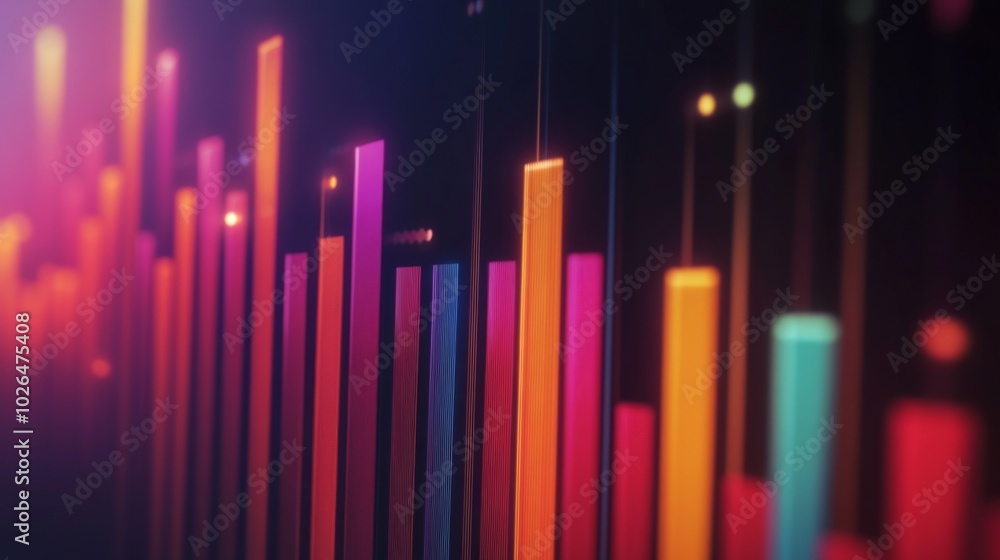 Poster vibrant data visualization with colorful bars