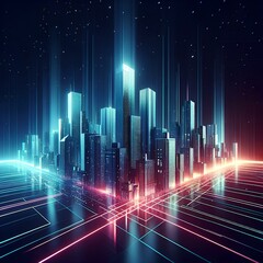 Futuristic Neon Cityscape with Glowing Skyscrapers