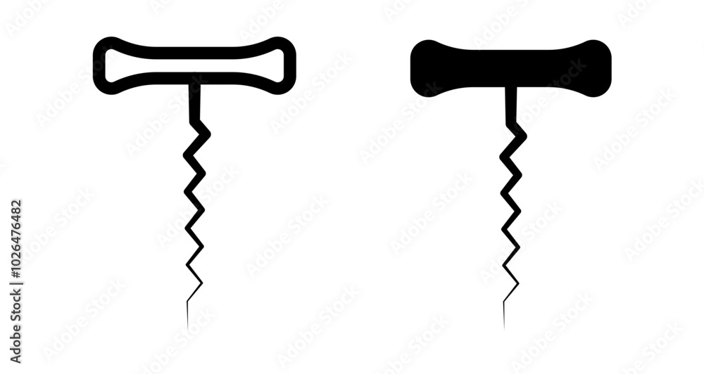 Poster corkscrew icons set in solid and thin line style