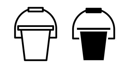 Bucket Icons set in solid and thin line style