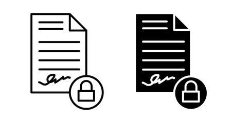 Confidentiality agreement Icons set in solid and thin line style