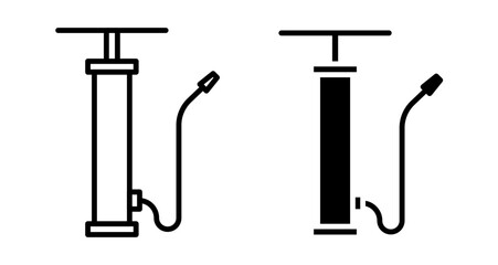 Air pump Icons set in solid and thin line style