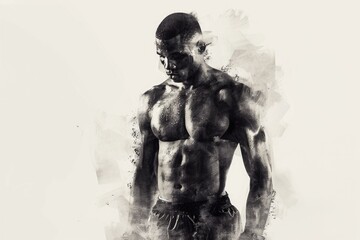 A black and white portrait of a male figure without a shirt, conveying a sense of simplicity and honesty