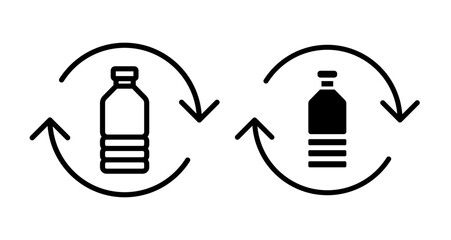 Recycle plastic Icons set in solid and thin line style