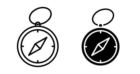Compass Icons set in solid and thin line style