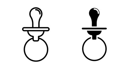 Baby pacifier Icons set in solid and thin line style