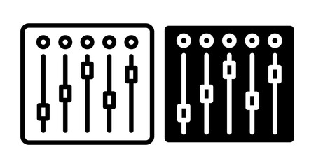Sound mixer Icons set in solid and thin line style