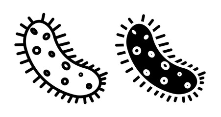 Bacteria Icons set in solid and thin line style