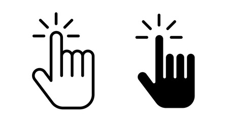 Finger click Icons set in solid and thin line style