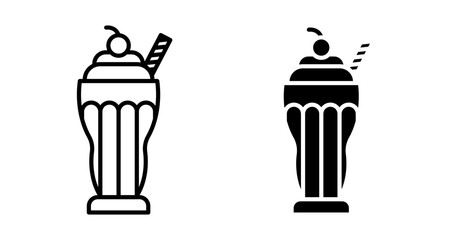 Milk shake Icons set in solid and thin line style