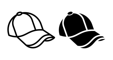 Cap Icons set in solid and thin line style